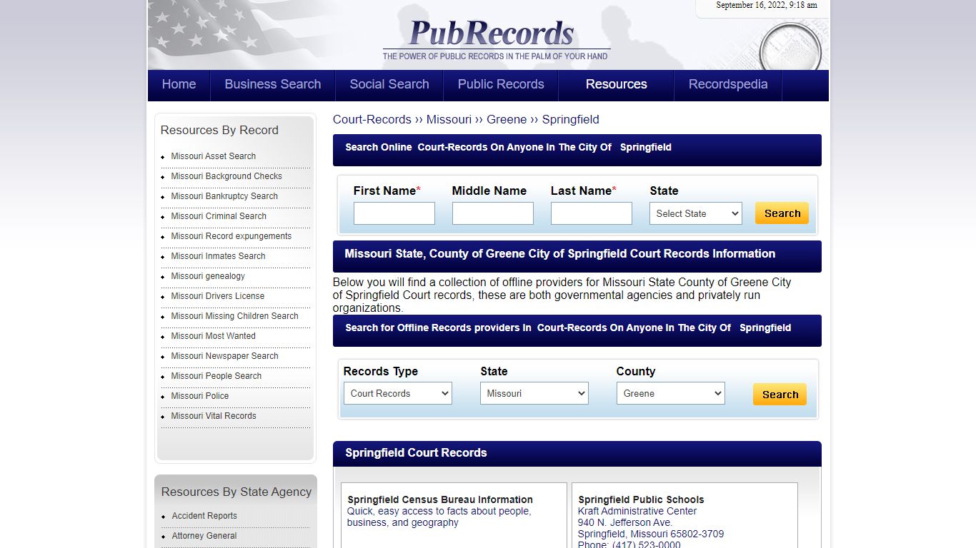 Springfield, Greene County, Missouri Court Records - Pubrecords.com